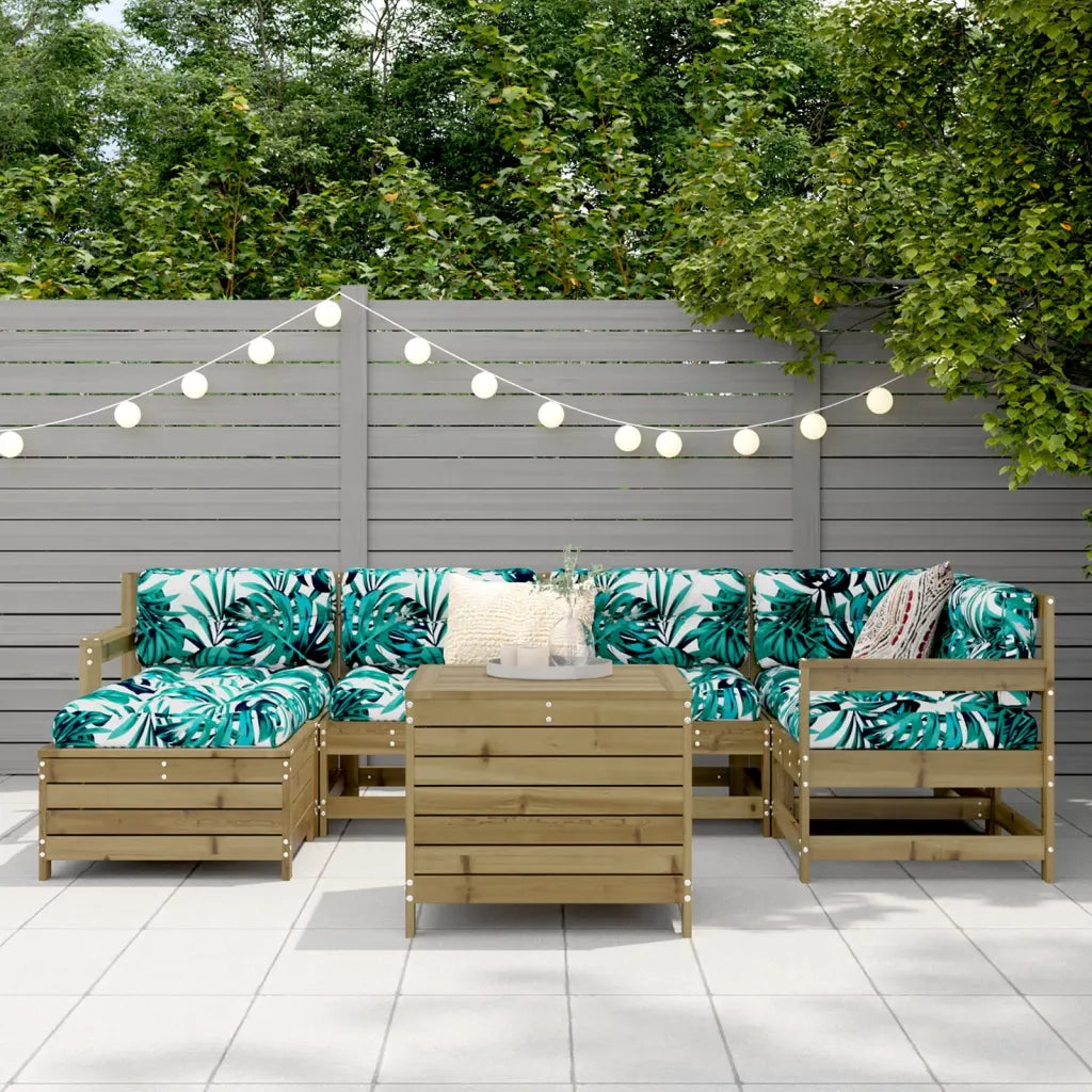 Set Divani da Giardino 7 pz in Legno Impregnato di Pino