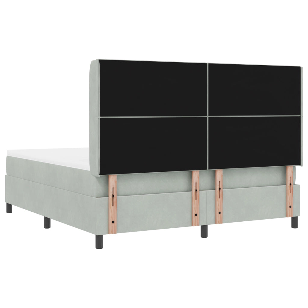 Letto Box Spring con Materasso e Luce LED Grigio Chiaro 180x200 cm Velluto