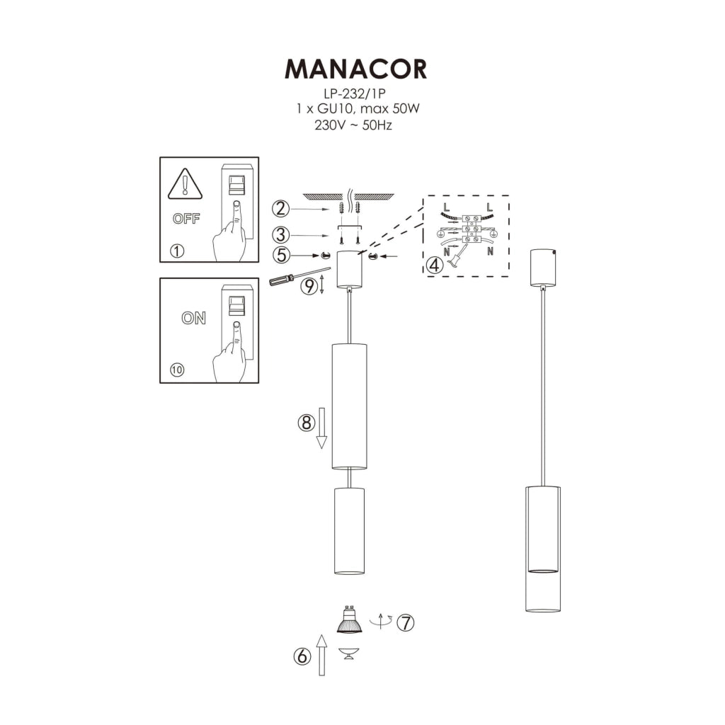 Lampada a sospensione Manacor bianca vetro GU10 Light Prestige