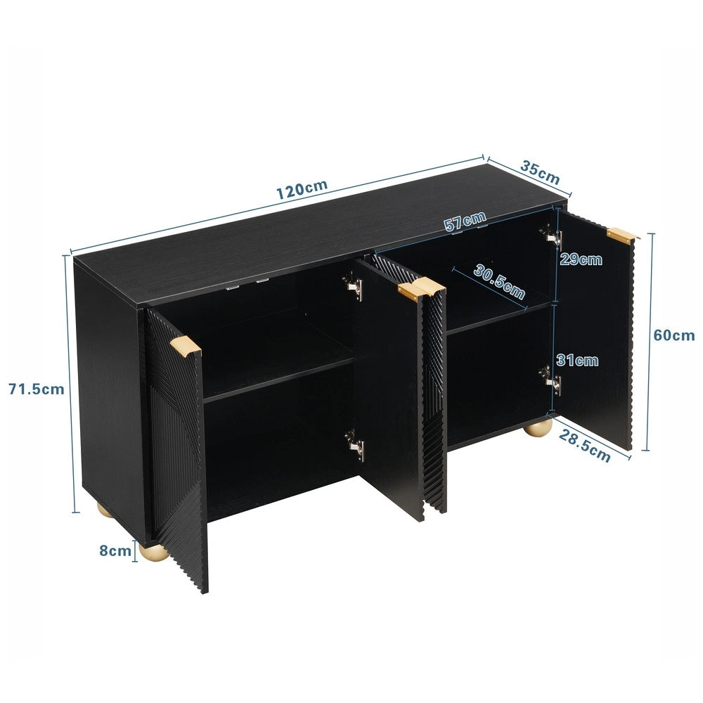 Credenza con Ante e Ripiani ¨C Xylo ¨C Legno, Metallo, Gambe Sferiche