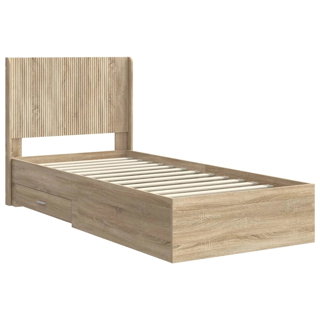 Struttura del letto con stoccaggio e testata Rovere Sonoma 3414151