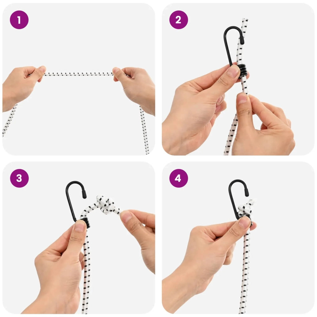 Corde Bungee con Ganci 10 mm 50 m Nero e Bianco PP e gomma 42047677