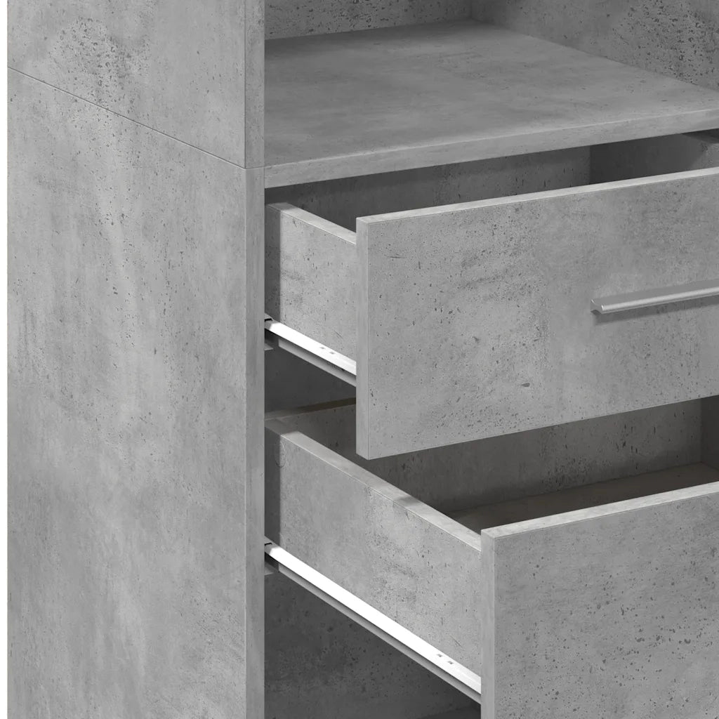 Credenza-Buffet-Armadio da cucina Grigio Cemento 30x42,5x124 cm in Legno Multistrato