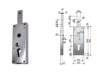 SERRATURA SERRANDA BASCULANTE PER CILINDRO EUROPEO- - catenaccio senza molla di ritorno (6567.081Z) - 1 pezzi PREFER