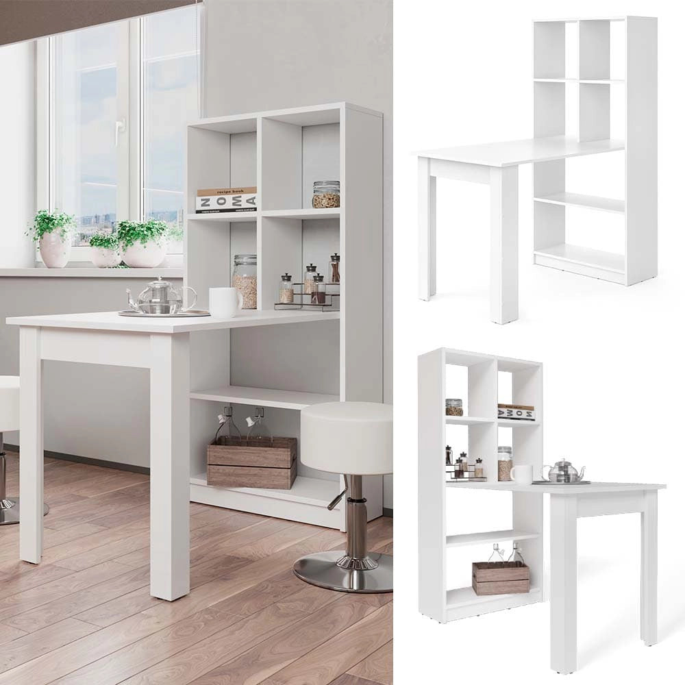 Vicco Tavolo da pranzo Bianco 70 x 122 cm con 6 scomparti