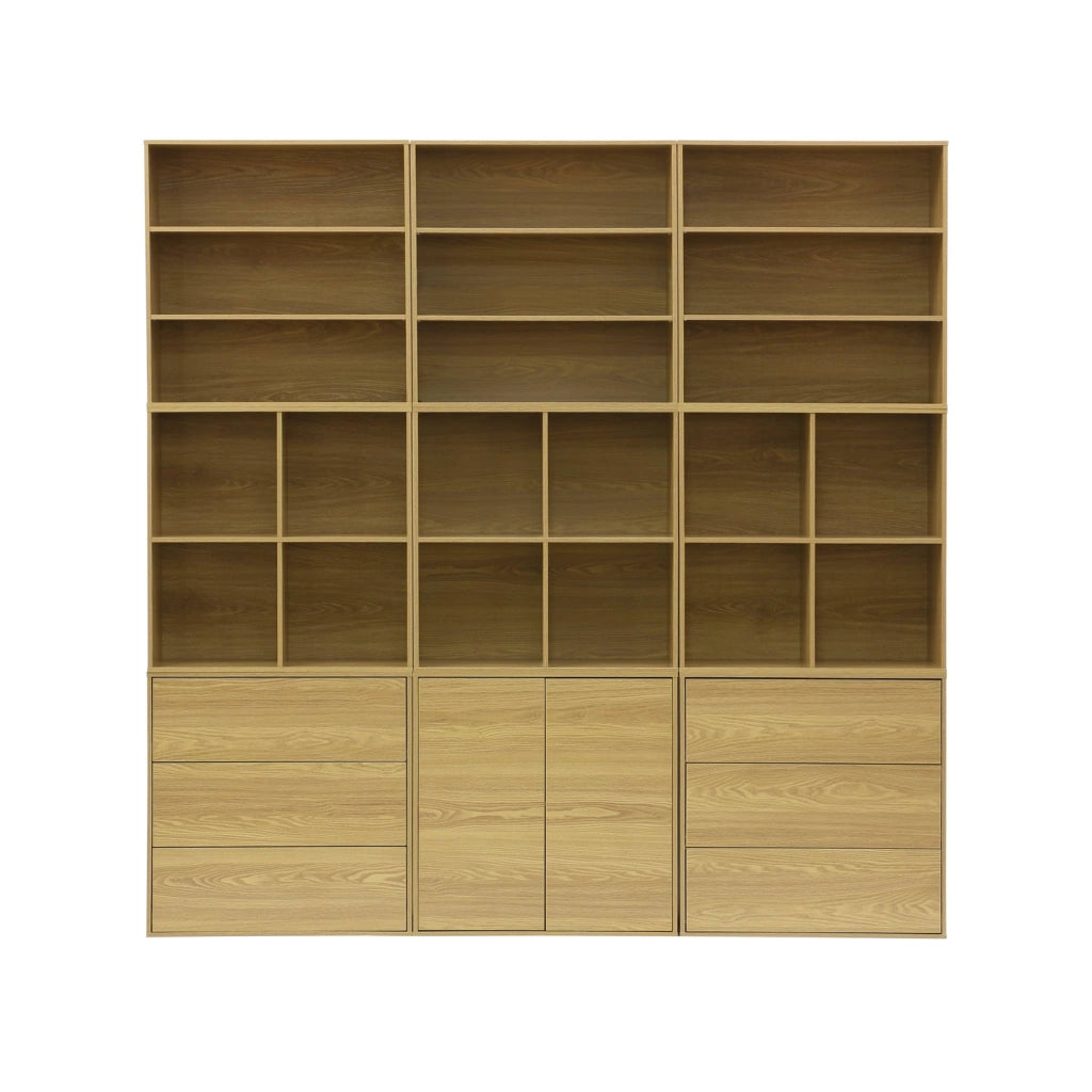 Libreria, modulo di stoccaggio in legno 2 mensole, quercia