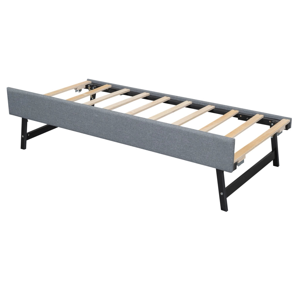 DIVANO LETTO 90x200 cm con USB in lino grigio