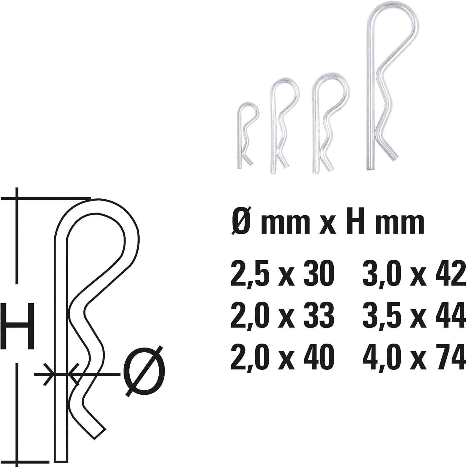 COPIGLIE R-CLIP ASSORTITE IN CONFEZIONE DA 150 PEZZI