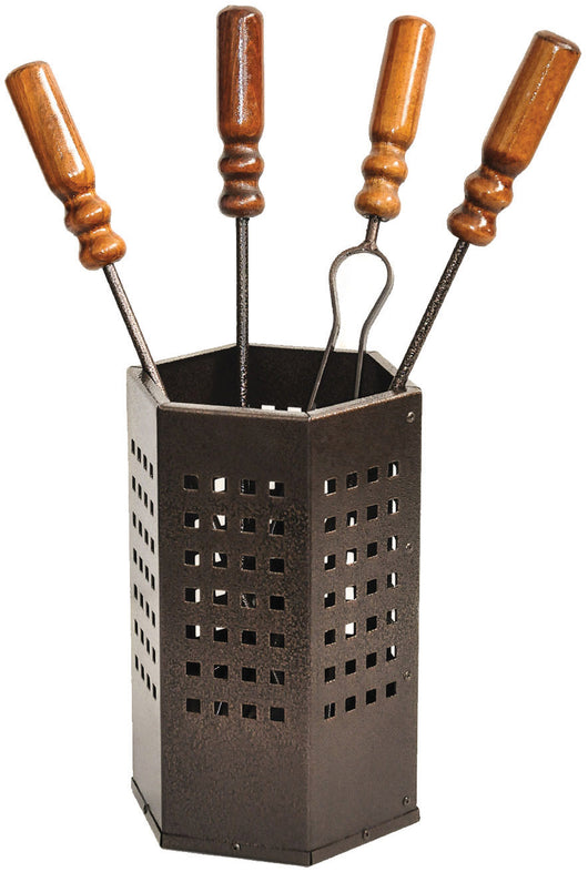 ATTREZZATURE PER CAMINETTI ''ORTE'' 5 pezzi, ø cm. 20x50 h