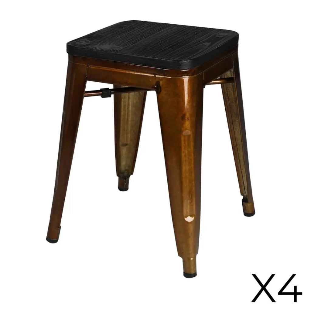 Set di 4 sgabelli in stile industriale in metallo dorato collezione FACTORY.