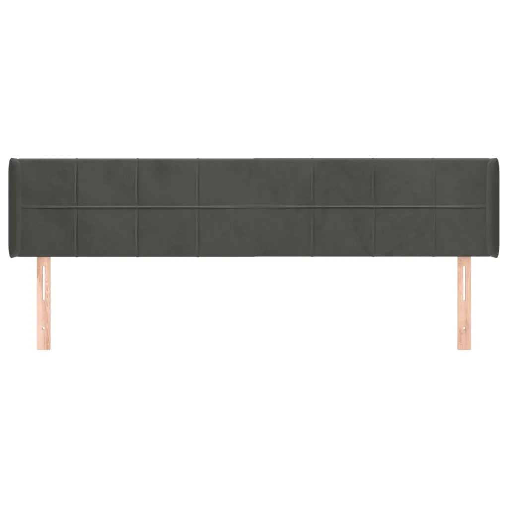 Testiera | Testata ad Orecchio Grigio Scuro 163x16x78/88 cm in Velluto