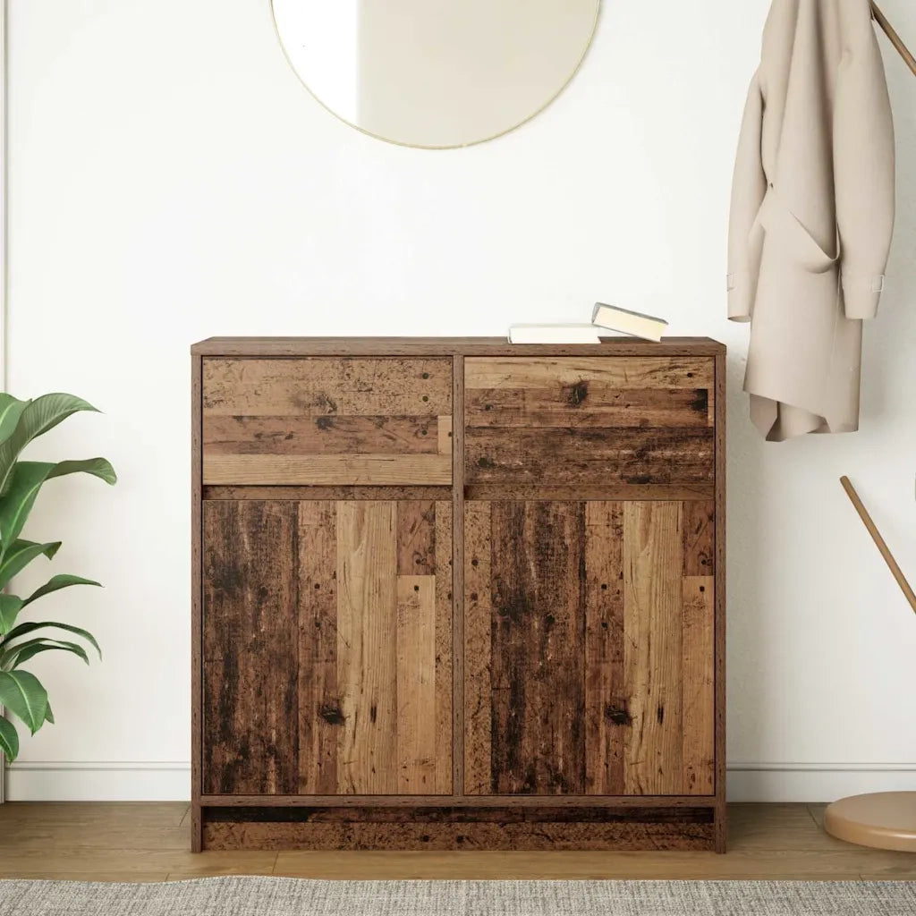 Credenza con Cassetto Legno Antico 80x34x76 cm in Truciolato 861542