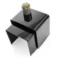 Set 2 Tavolini 41x30x37 cm in Vetro Nero