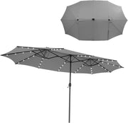 Ombrellone da Giardino Doppio 470 x 280 x 246,5 cm con LED, Ombrellone Rettangolare con Manovella, Ombrellone da Balcone Grande, Ombrellone da Patio per Piscina, Cortile senza Base