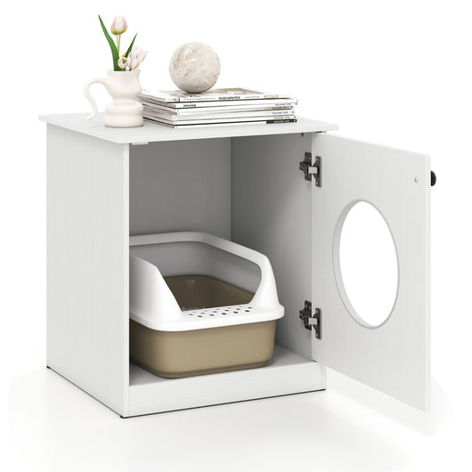 Contenitore per lettiera per gatti toilette nascosta per gattini, Casa per animali da interno Bianco-Alberi Tiragraffi