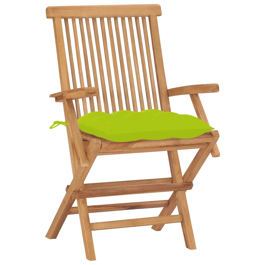 Sedie Giardino 2 pz | Sedie da Esterno con Cuscini Verde Chiaro Legno Massello Teak