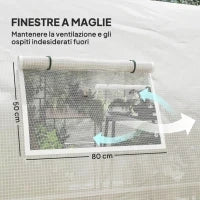 Serra a Tunnel 6x3 m con 2 Ingressi e 8 Finestre, in PE, Poliestere e Acciaio Zincato, Bianco e Verde