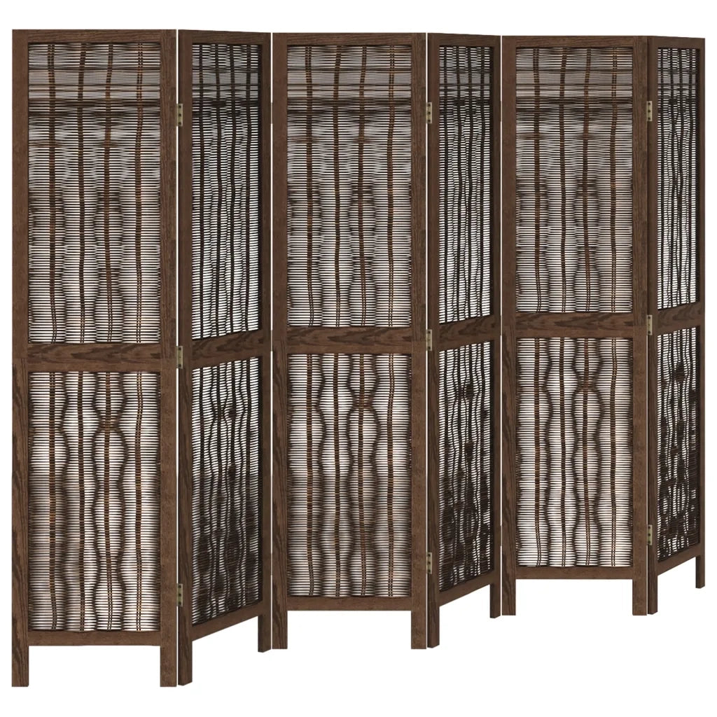 Divisorio Ambienti | Divider per stanze | Paravento 6 Pannelli Marrone Scuro Massello Paulownia