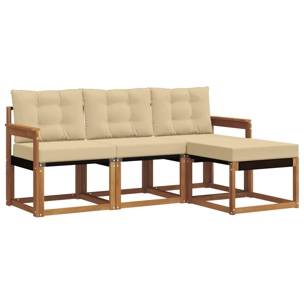 Set di divani da esterno con cuscino 4 pcs Naturale e Beige