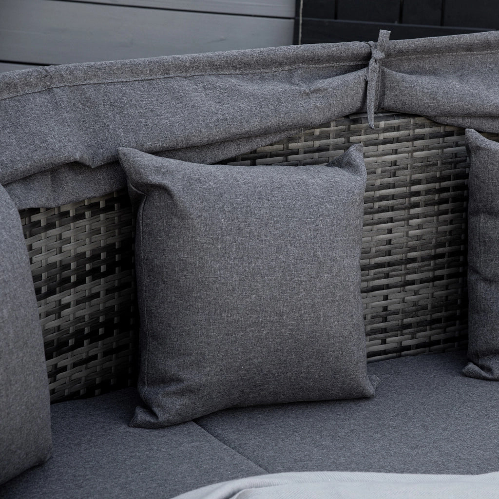 Set salotto da giardino 4 posti con cuscini ¨C zephmum ¨C polyrattan grigio metallo 230x145x80