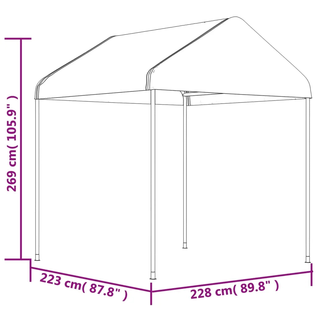 Gazebo con Tetto Bianco 2,28x2,23x2,69 m in Polietilene 362635