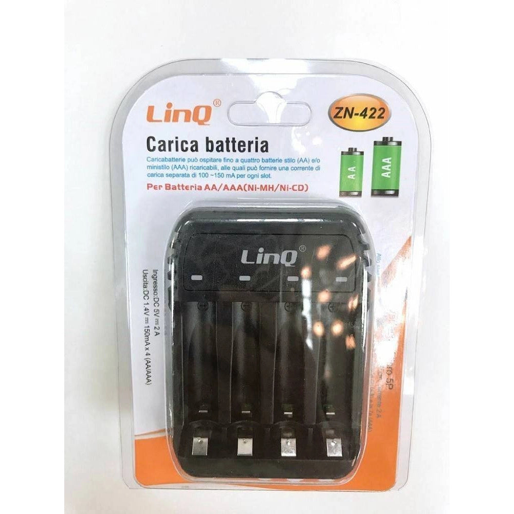 Trade Shop - Caricabatterie Pile Telescopico 4 Slot Indicatori Led Stilo Ministilo Aa Aaa Zn-422 -
