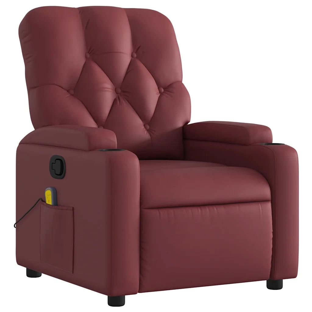 Poltrona Massaggiante Reclinabile Rosso vino in Similpelle 372514