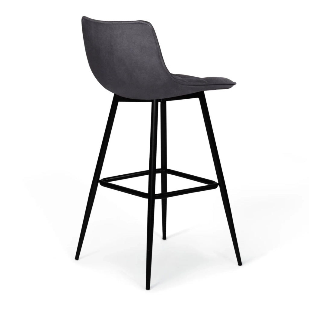 IDMarket - Set di 4 sgabelli da bar MADY in velluto grigio scuro