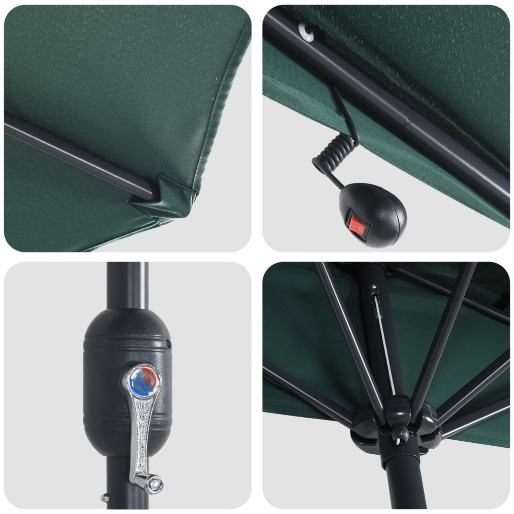 Ombrellone da Giardino Half con Palo in Alluminio Verde 294 cm