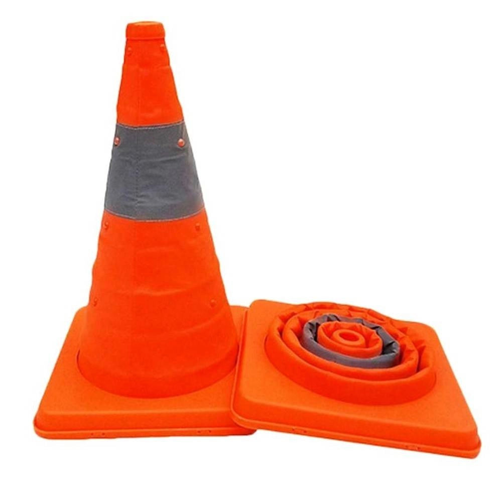 Trade Shop - Cono Telescopico Stradale Altezza 45cm Base 24x24cm Pieghevole Auto Camper Camion -