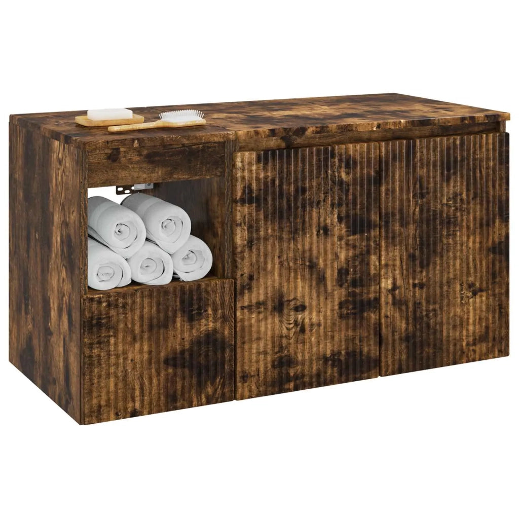Set di mobili per il bagno 2 pz Rovere Fumo 3404119