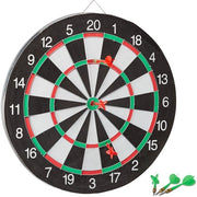 Tavolo da Darts X1 - 43 cm - Giocabile da entrambi i lati - Classico - con 6 frecce - per uso domestico - Darts in acciaio - Nero-Bianco