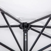 Ombrellone da Terrazza a Mezzaluna con Apertura a Manovella e Palo a 2 Sezioni, 2.6x1.35 m, Bianco