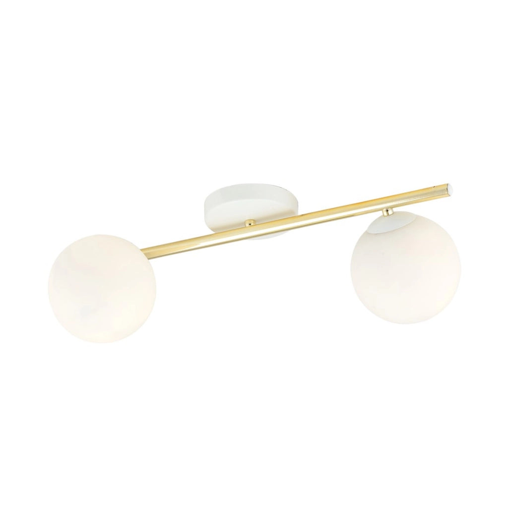 Lampada a sospensione SPLENDI in acciaio oro e vetro bianco