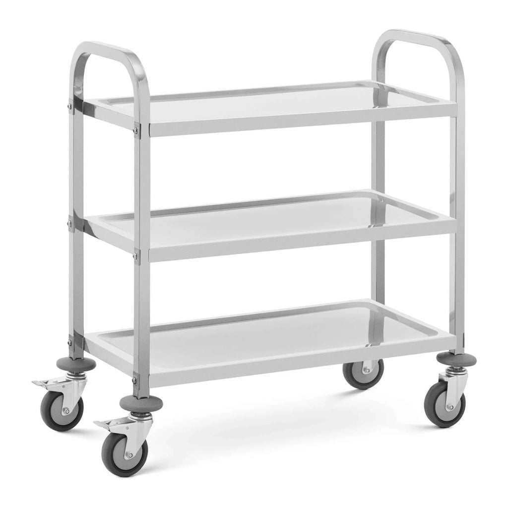 Carrello di servizio professionale in acciaio inox con 3 ripiani 69 x 34 x 3 cm 81 kg 14_0005049