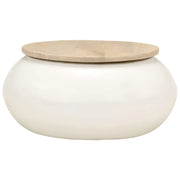 Tavolino da Salotto Bianco 51x51x27 cm Legno Massello di Mango 352052