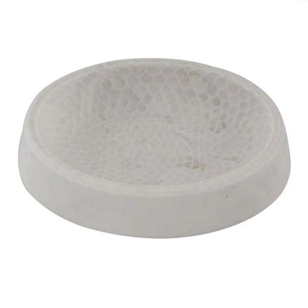 Trade Shop - Piatto Porta Sapone Piattino Saponetta Bianco Lavorato Accessorio Arredo Bagno 10437 -
