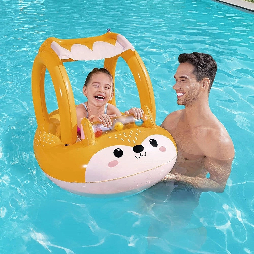 Trade Shop - Canotto Canottino Volpe Gonfiabile Bambini Con Parasole Mare Piscina 85x58cm 34168 -