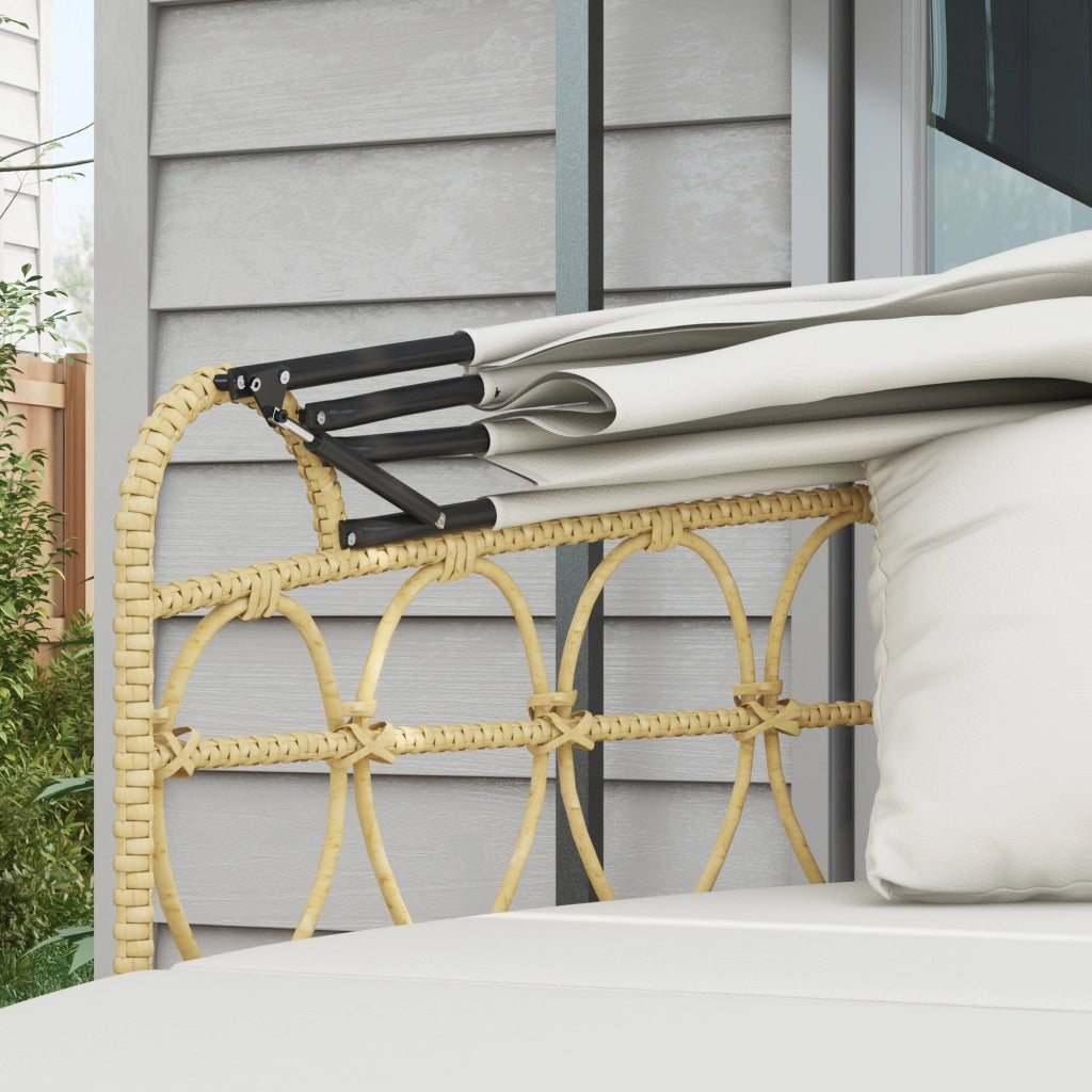 Divano da Giardino 4 Pezzi con Estraibile e Cuscini ¨C Zephmum ¨C Beige Rattan 178x85x66.5 cm