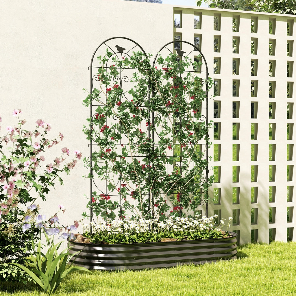 Graticcio per piante rampicanti con uccelli ¨C zephmum ¨C nero metallo 50x180 cm