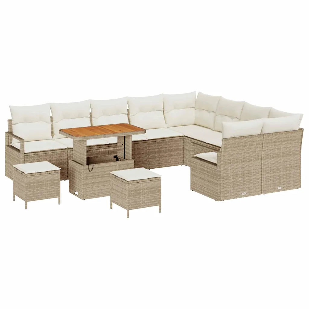 Set Divano da Giardino con cuscino 12 pcs Beige e Crema 3364516