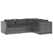 Set Divani da Giardino 4 pz | Set Salotto da Giardino con Cuscini in Polyrattan Grigio
