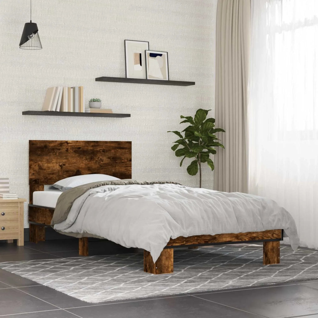 Struttura letto con testata Rovere Fumo 80 x 200 cm 8009084