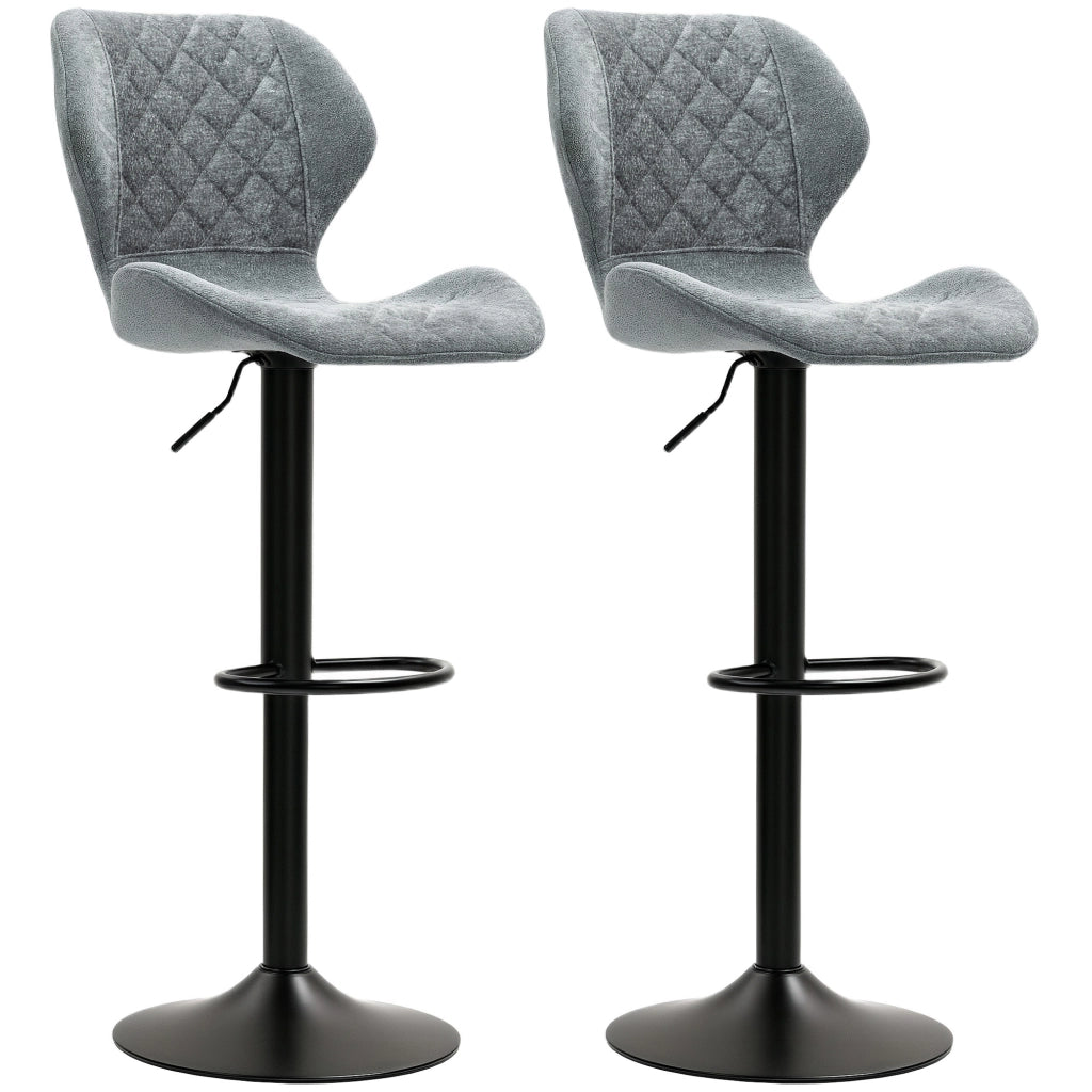 Sgabelli da Bar Set 2 Pezzi ¨C Xylo ¨C Regolabili in Altezza, con Schienale, Girevoli, Grigio