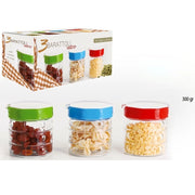 Trade Shop - Tris Di Barattoli Vetro Con Coperchio Colorato Quadri Sale Zucchero Caffe' Dolci -