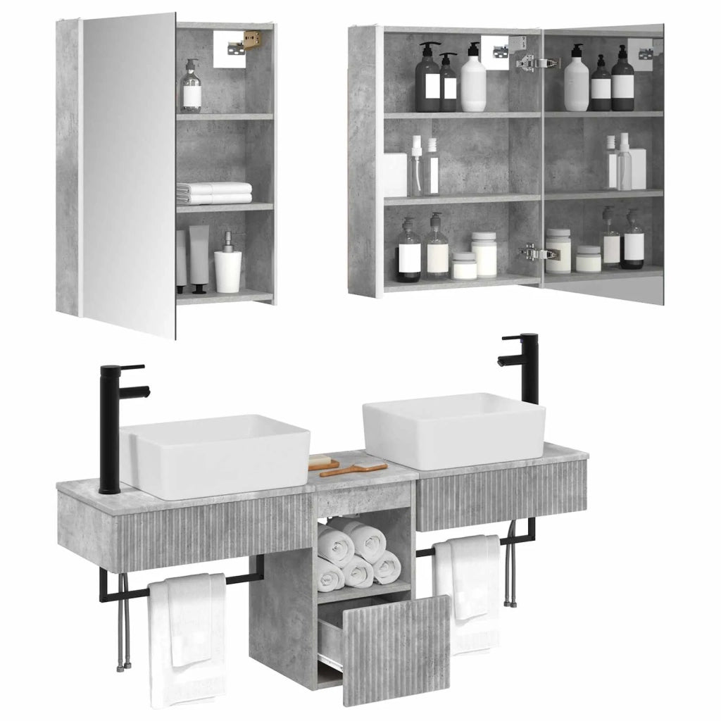 Set di Armadi da Bagno 5 pcs Grigio Cemento 53 x 15,5 x 70 cm 3406330