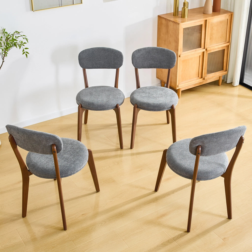 Set 4 Sedie da Pranzo Imbottite in Tessuto ¨C MINIMAL ¨C Stile Moderno, Beige