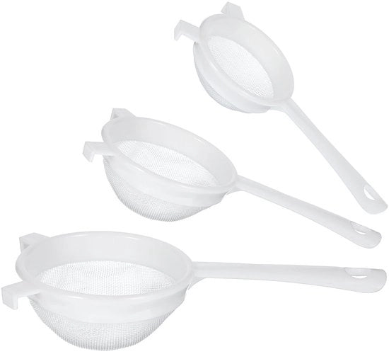 Set di filtri per verdure e frutta in plastica/nylon - 8/10/12 cm - Set di filtri per la casa - Filtraggio di verdure e frutta - Ideale per quinoa/tè/caffè - Filtri