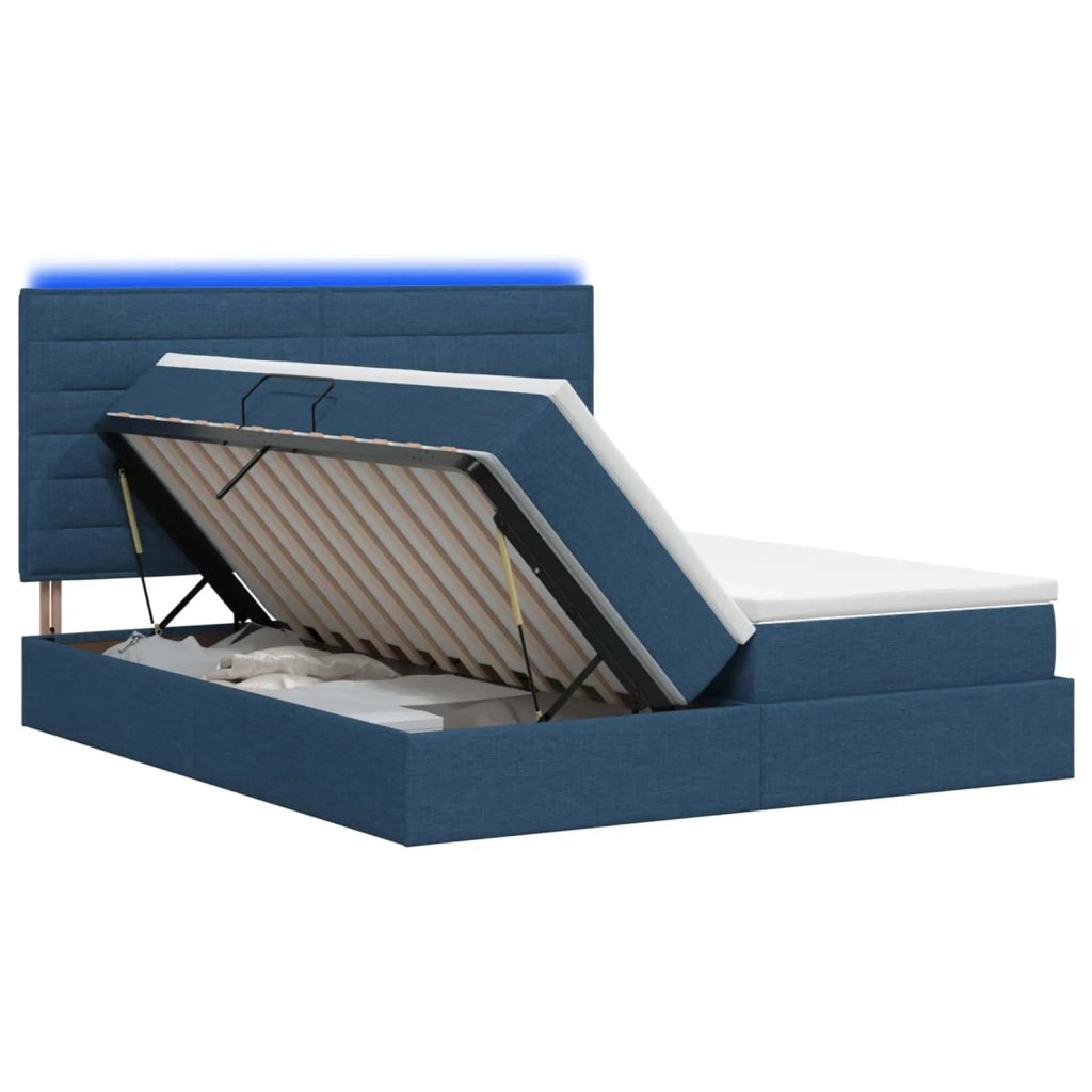 Letto con contenitore LED e materasso Blu 180 x 200 cm Tessuto 3460223