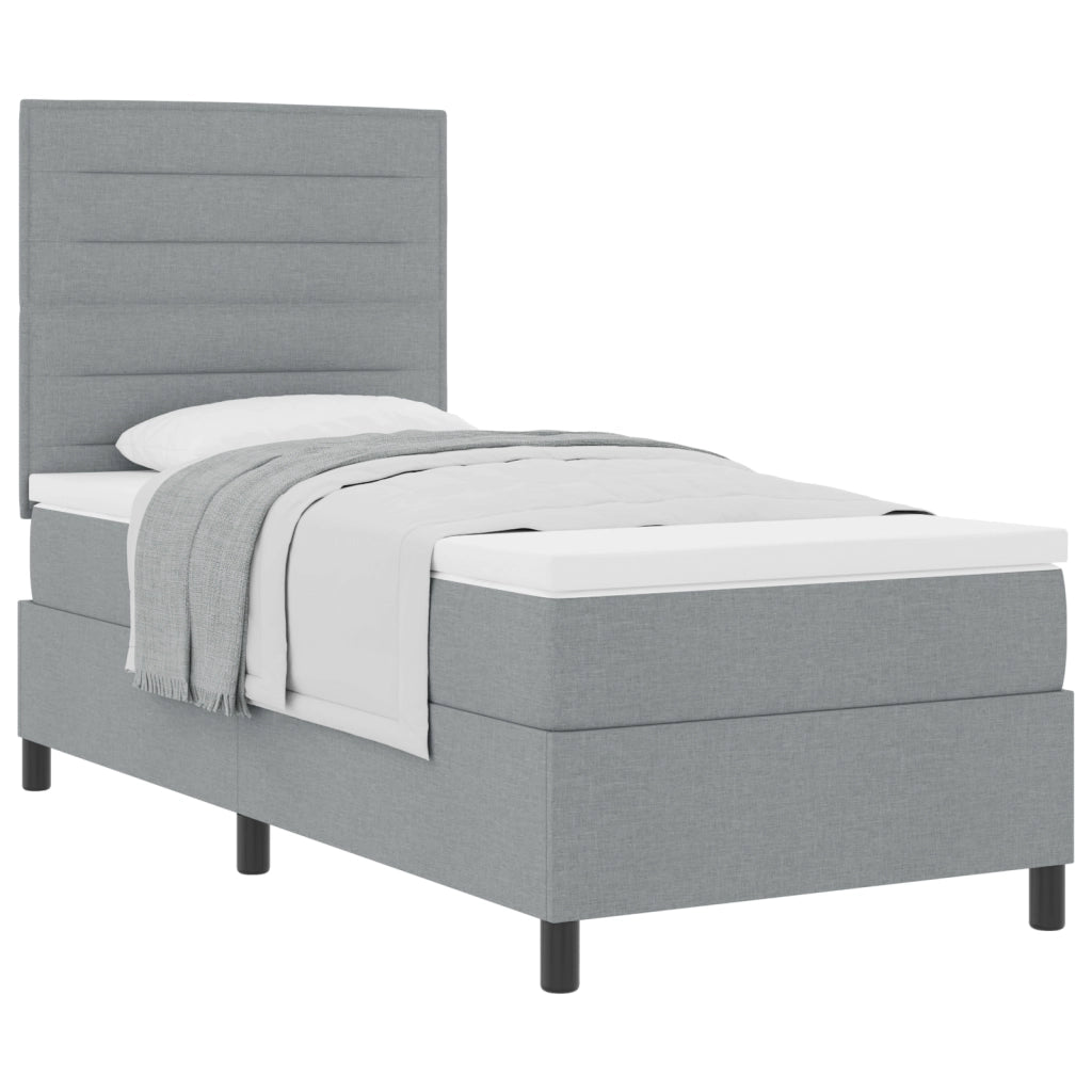 Letto con Box Spring Grigio Chiaro 90x200 cm Tessuto